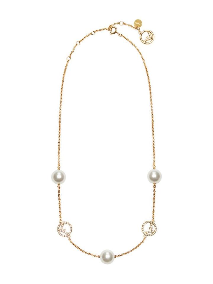 Fendi Logo Charm Chain Necklace - Gold