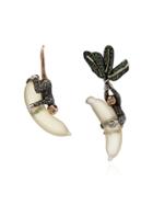 Bibi Van Der Velden Monkeys On Banana Asymmetrical Earrings - Metallic