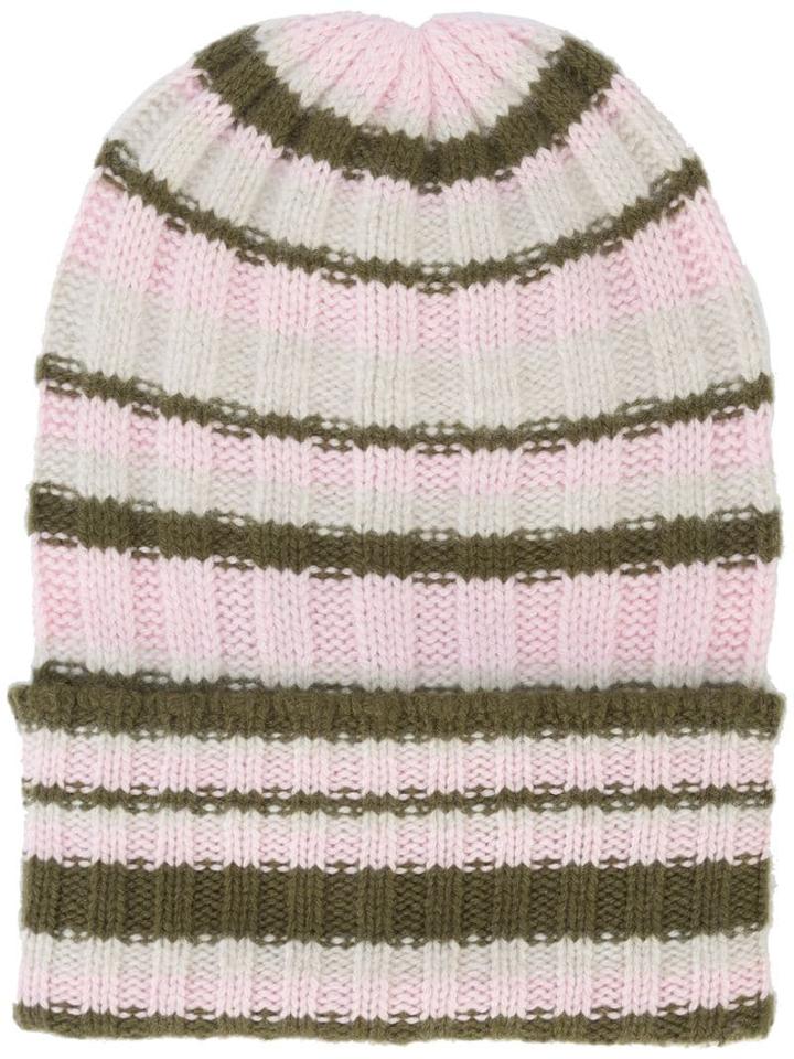 The Elder Statesman Striped Beanie - Pink