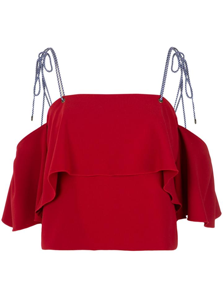 Nk Ruffle Cropped Top - Red