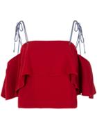 Nk Ruffle Cropped Top - Red