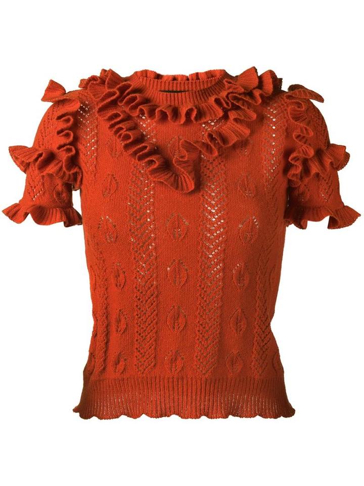 Gucci Ruffled Knit Top, Women's, Size: Medium, Yellow/orange, Wool