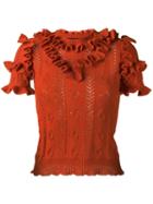 Gucci Ruffled Knit Top, Women's, Size: Medium, Yellow/orange, Wool