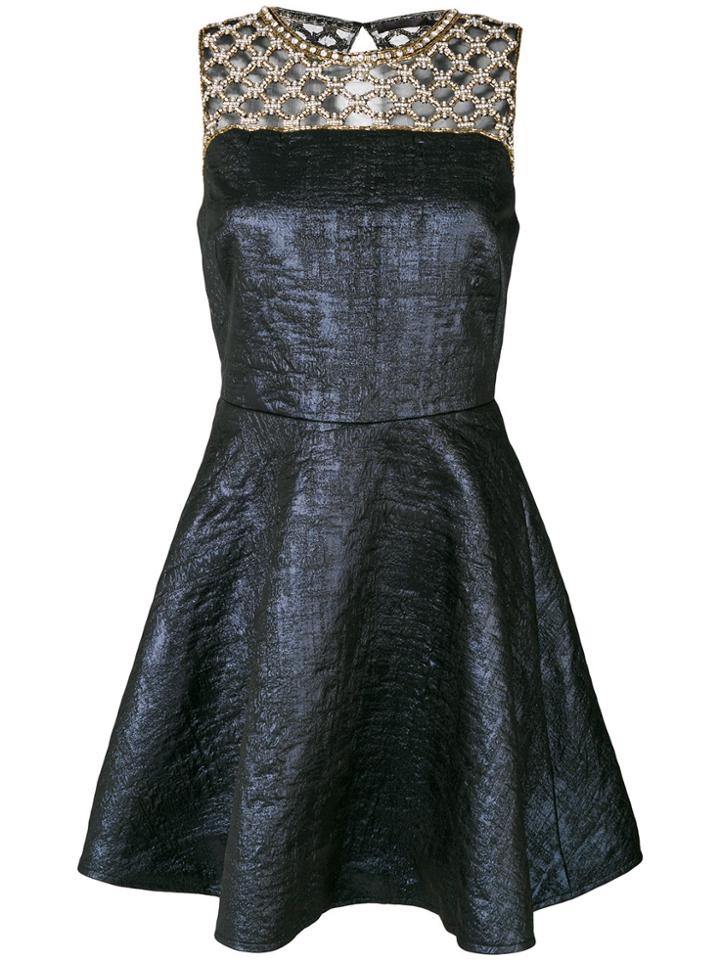Amen Flared Dress With Beaded Front - Blue