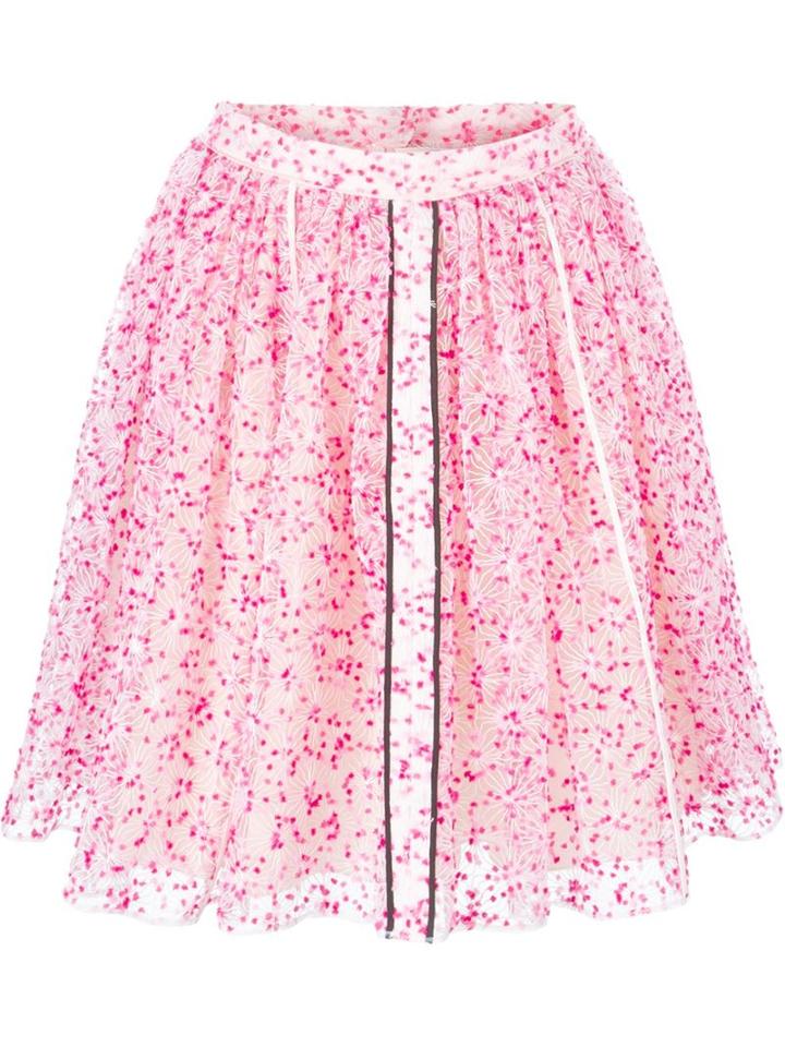 Fendi Sheer Floral Skirt, Women's, Size: 42, Pink/purple, Acrylic/polyimide/silk