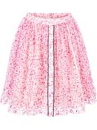 Fendi Sheer Floral Skirt, Women's, Size: 42, Pink/purple, Acrylic/polyimide/silk