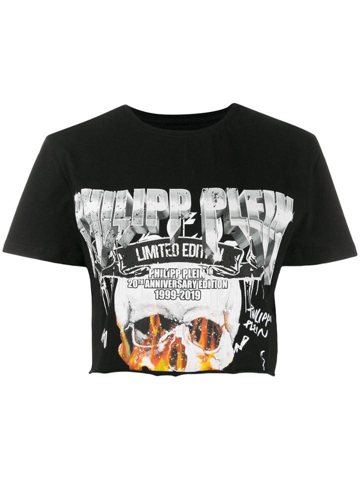Philipp Plein Cropped Printed T-shirt - Black