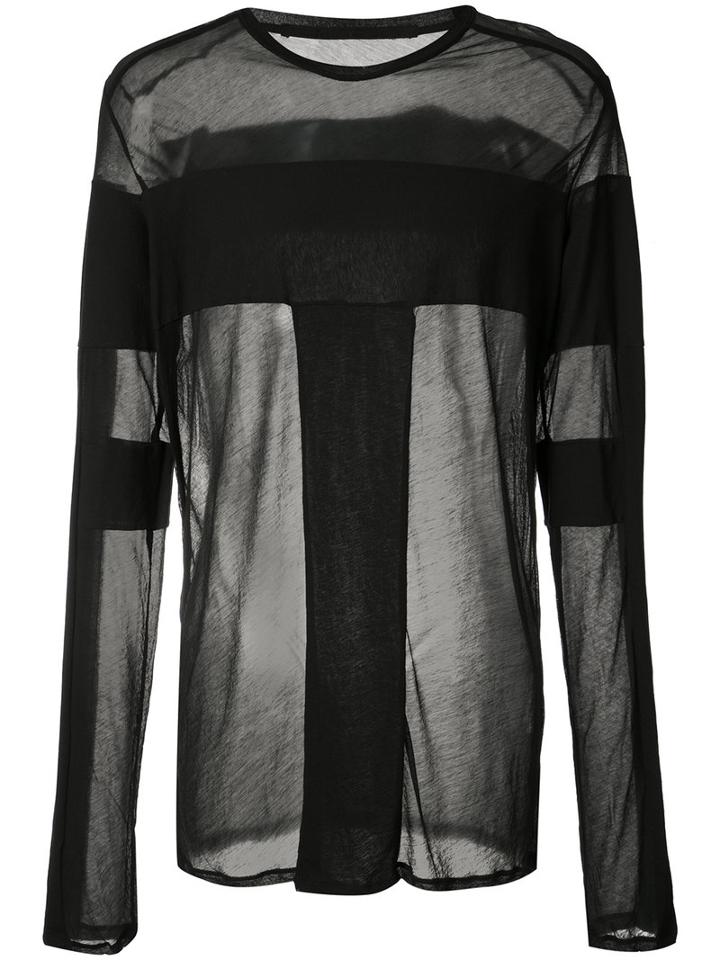 Julius - Sheer Longsleeved T-shirt - Men - Cotton - 2, Black, Cotton