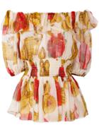 Dolce & Gabbana Cookies And Rose Off The Shoulder Blouse - Yellow &
