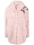 Blugirl Textured Embellished Bow Shoulder Coat - Pink & Purple