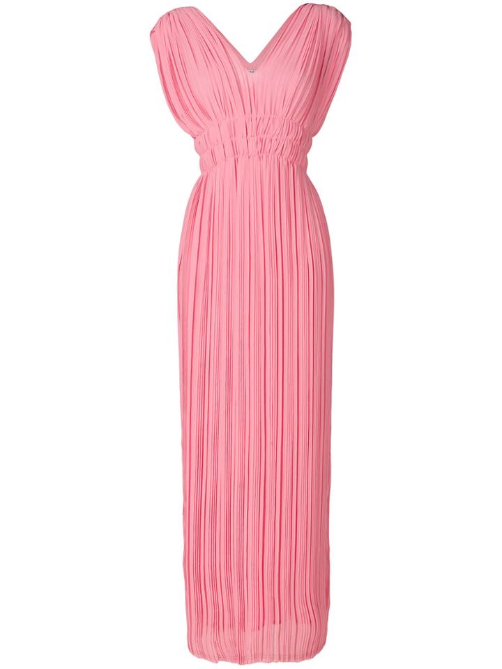 P.a.r.o.s.h. Pleated V-neck Dress - Pink & Purple