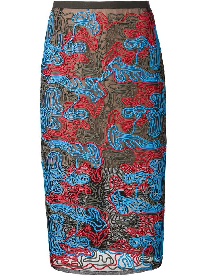 Julien David Exposed Seam Mesh Skirt, Women's, Size: Xs, Blue, Polyester/rayon/cotton/silk