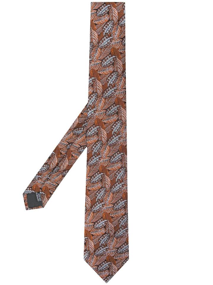 Lanvin Floral Jacquard Tie - Orange
