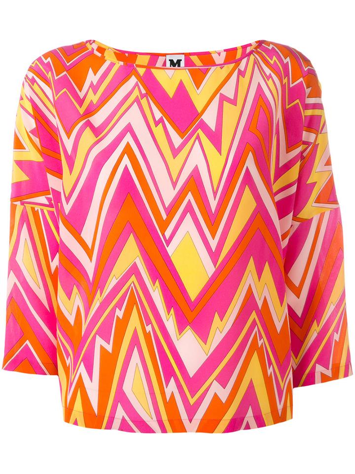 M Missoni Zigzag Print Blouse, Women's, Size: Large, Red, Silk