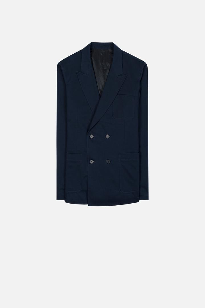 Ami Alexandre Mattiussi Double Breasted Jacket, Men's, Size: 46, Blue, Cotton/linen/flax