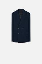 Ami Alexandre Mattiussi Double Breasted Jacket, Men's, Size: 46, Blue, Cotton/linen/flax