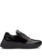 Prada Low-top Brushed Leather Sneakers - Black