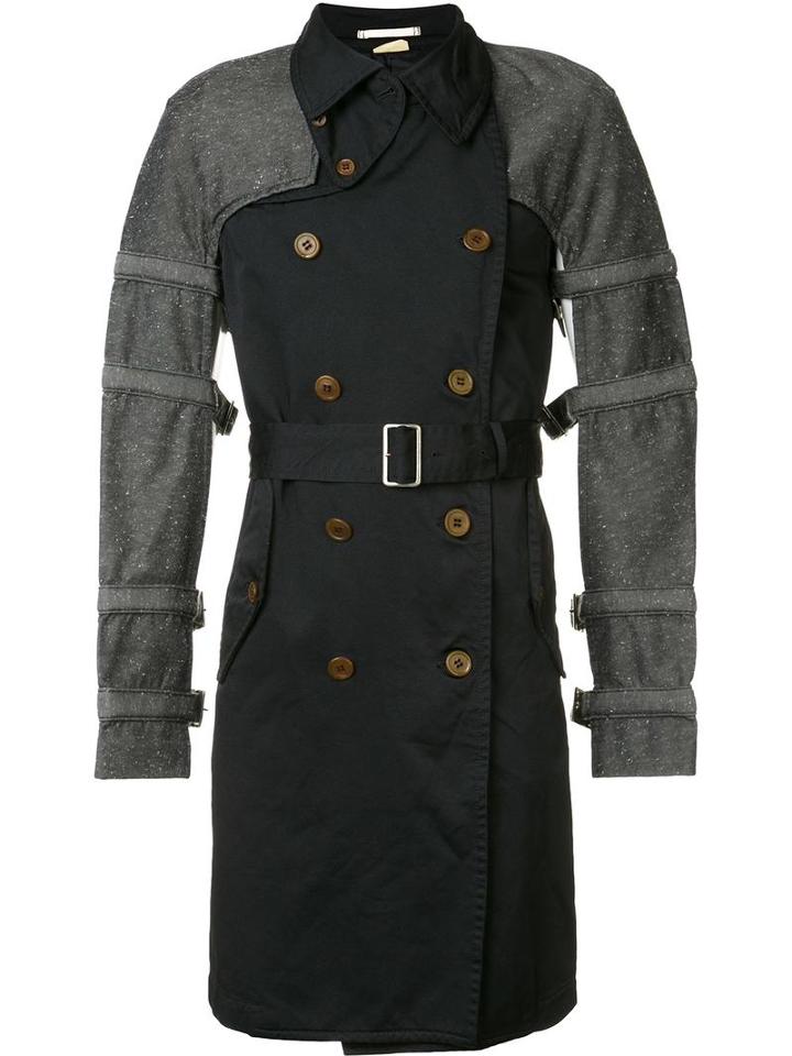 Comme Des Garçons Homme Plus Buckled Bondage Trench Coat, Men's, Size: Large, Black, Polyester