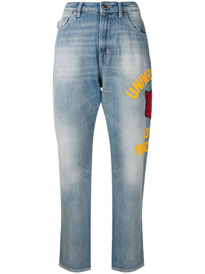 Love Moschino Side Print Boyfriend Jeans - Blue