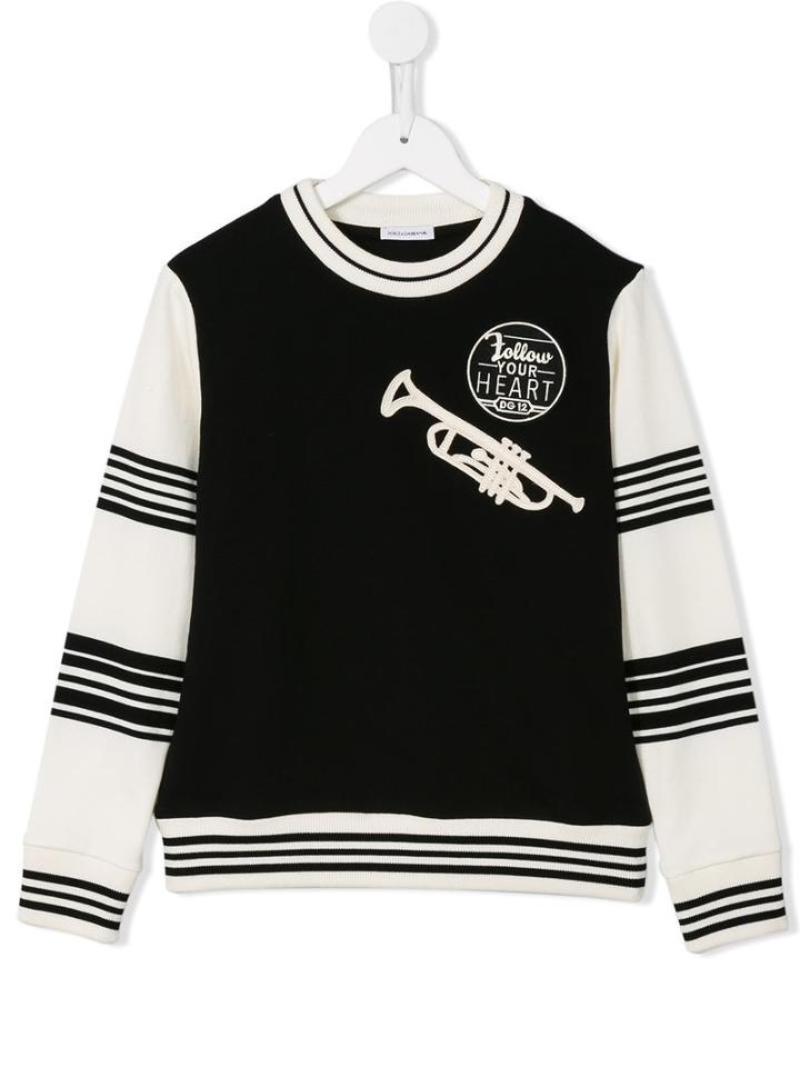 Dolce & Gabbana Kids Follow Your Heart Sweatshirt, Toddler Boy's, Size: 5 Yrs, Black
