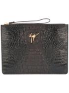 Giuseppe Zanotti Design - Croc-embossed Clutch - Men - Calf Leather - One Size, Brown, Calf Leather