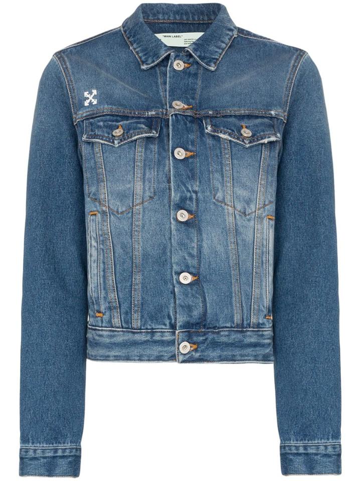 Off-white Caban Cropped Denim Jacket - Blue