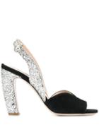 Miu Miu Slingback Glitter Sandals - Black