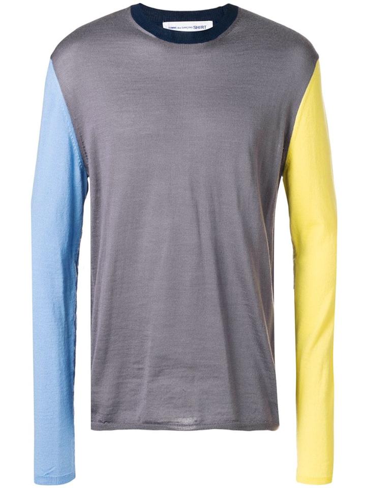 Comme Des Garçons Shirt Colour Block Knitted Jumper - Blue