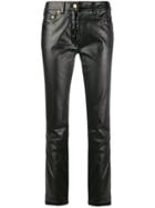 Moschino Leather-effect Slim-fit Trousers - Black