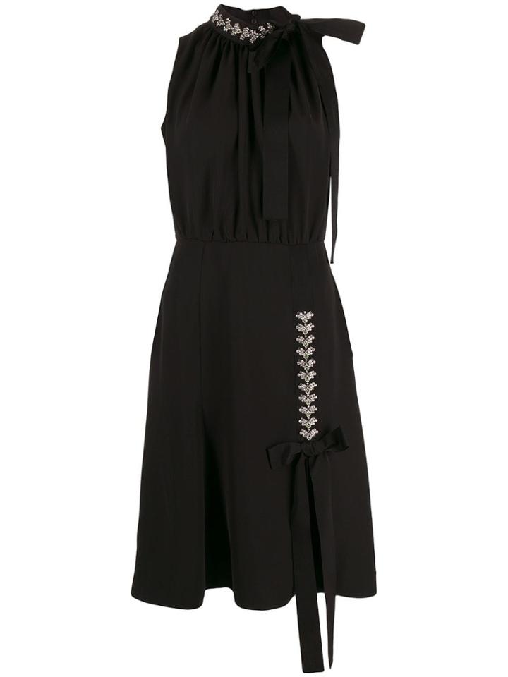 Prada Embellished Detail Midi Dress - Black