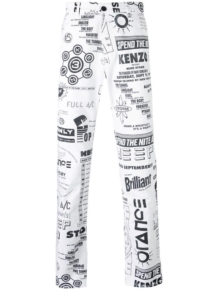 Kenzo - Flyers Straight-leg Trousers - Men - Cotton/spandex/elastane - 48, White, Cotton/spandex/elastane
