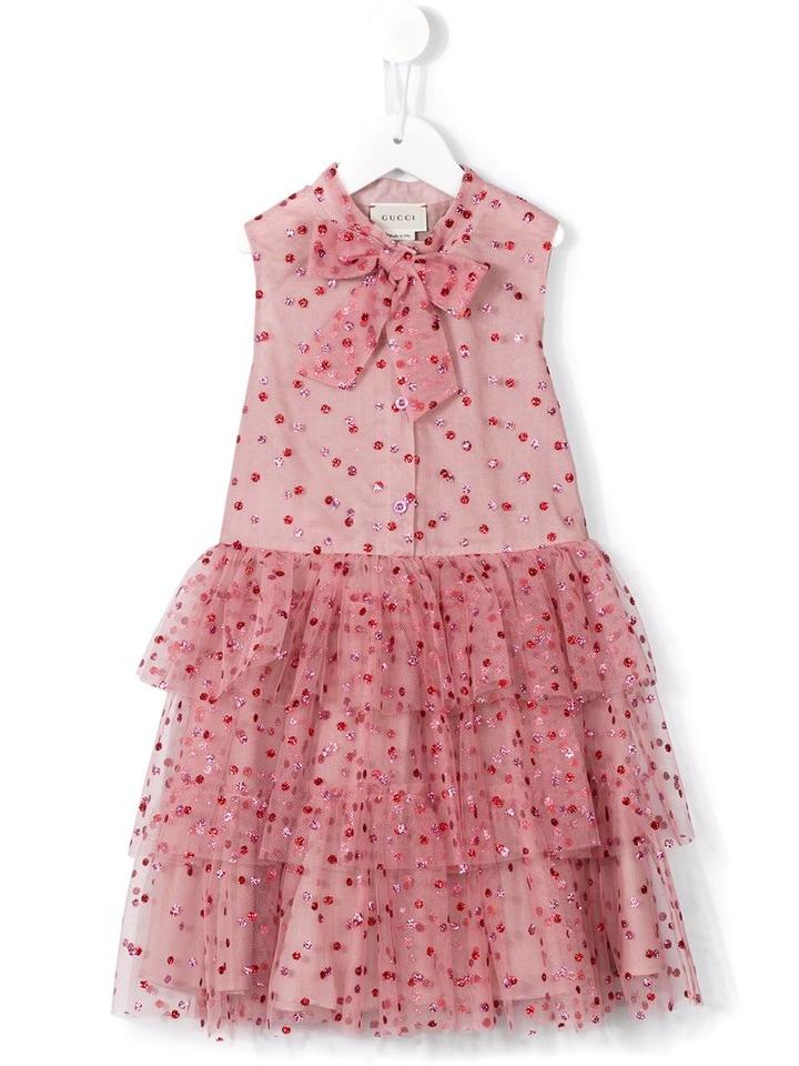 Gucci Kids Glitter Dots Tulle Dress, Girl's, Size: 10 Yrs, Pink/purple