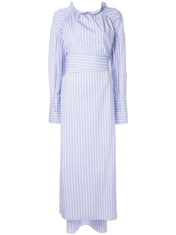 Teija Mekko Striped Shirt Dress - Blue