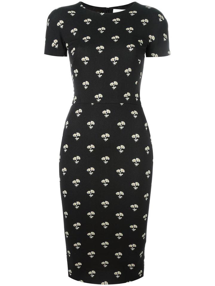 Victoria Beckham Floral Embroidery Dress, Women's, Size: 12, Black, Cotton/polyester/polyamide/polyester
