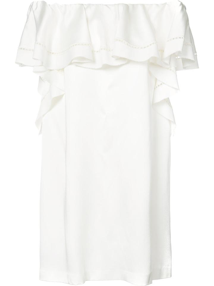 Rachel Zoe Ruffled Off The Shoulder Dress, Women's, Size: 2, White, Polyester/acetate/viscose