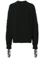 D.gnak Lace-up Sleeve Sweatshirt - Black
