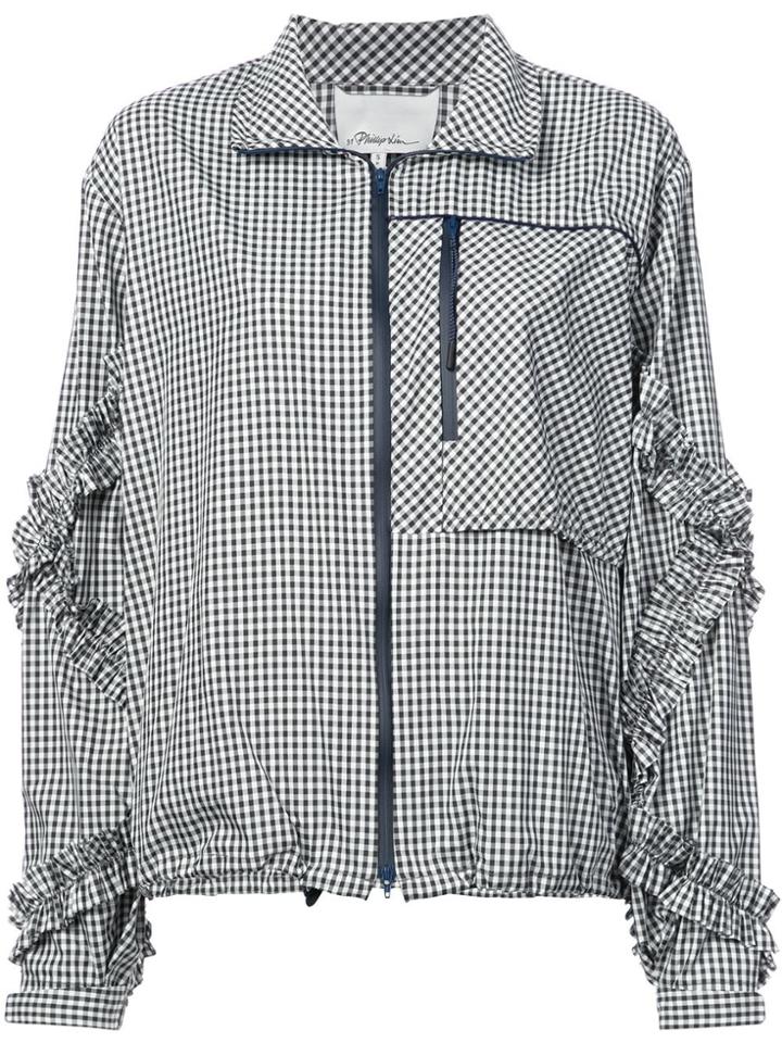 3.1 Phillip Lim Ruffled Gingham Track Jacket - Black