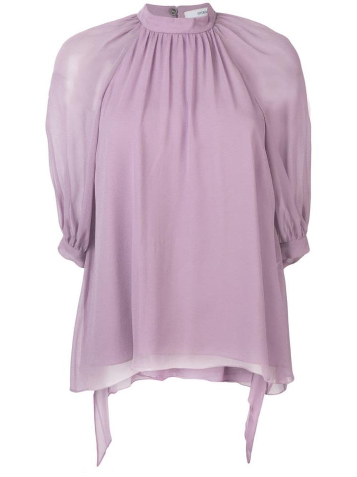 Erdem Short-sleeve Ruched Blouse - Purple