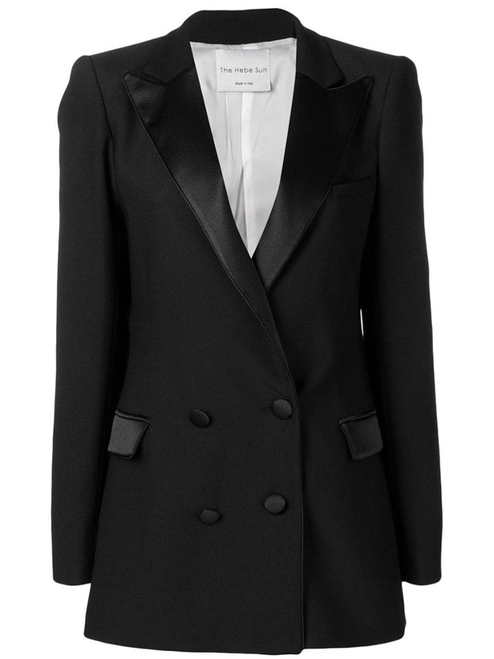 Hebe Studio Double-breasted Fitted Blazer - Black