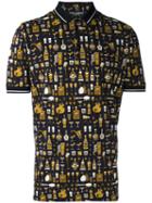 Dolce & Gabbana Musical Print Polo Shirt, Men's, Size: 52, Black, Cotton