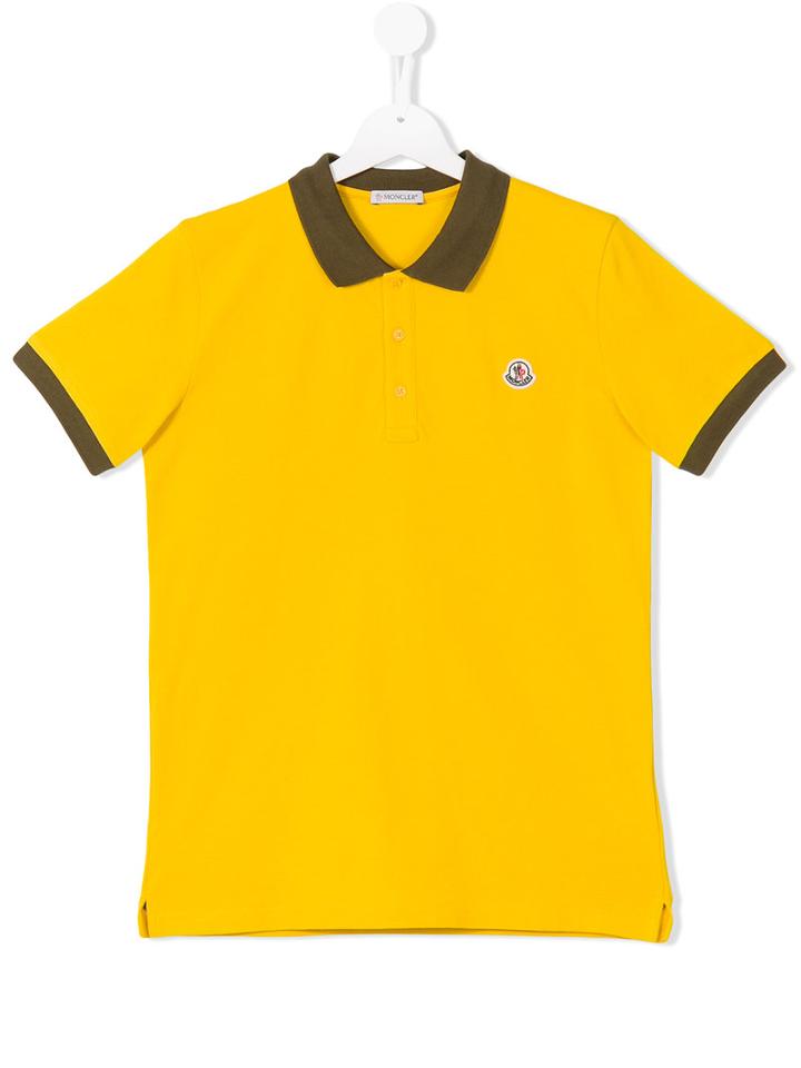 Moncler Kids Colour Block Polo Shirt, Boy's, Size: 14 Yrs, Yellow/orange
