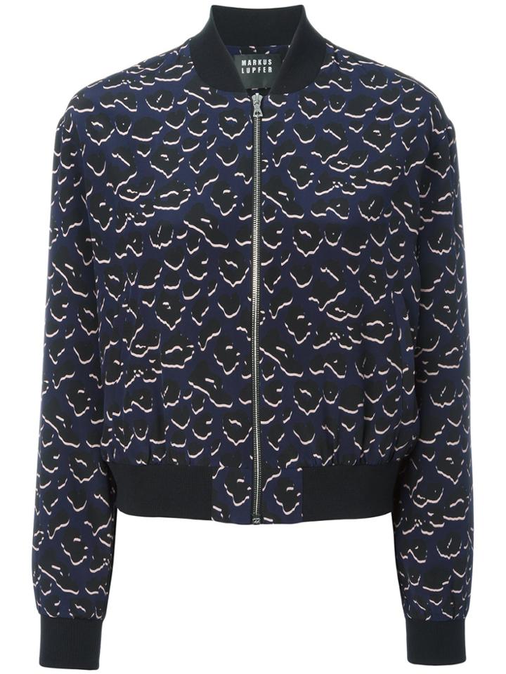 Markus Lupfer Leopard Print Bomber Jacket - Blue