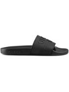 Gucci Gucci Logo Rubber Slide Sandals - Black