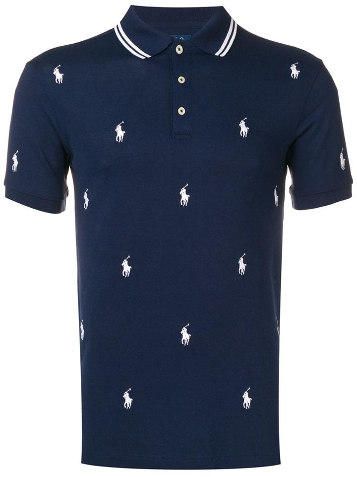 Polo Ralph Lauren Logo Print Polo Top - Blue