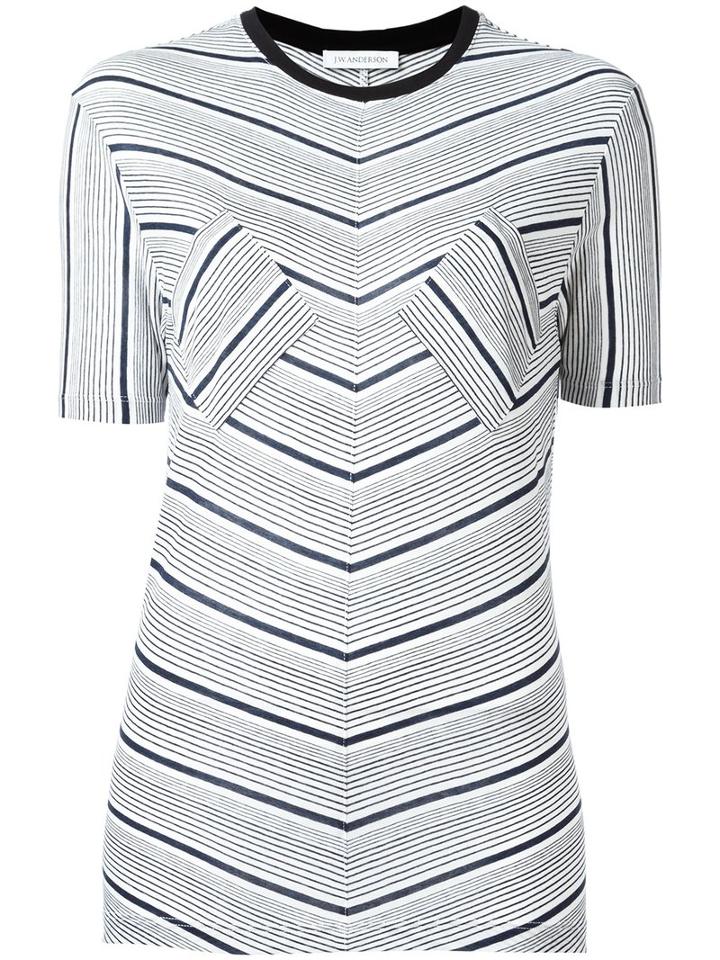 J.w.anderson Striped T-shirt, Women's, Size: Xs, White, Viscose