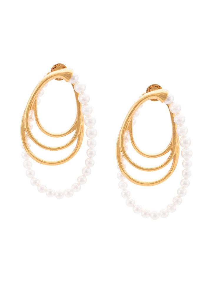 Oscar De La Renta Multi Hoop Pearl Earrings - Gold