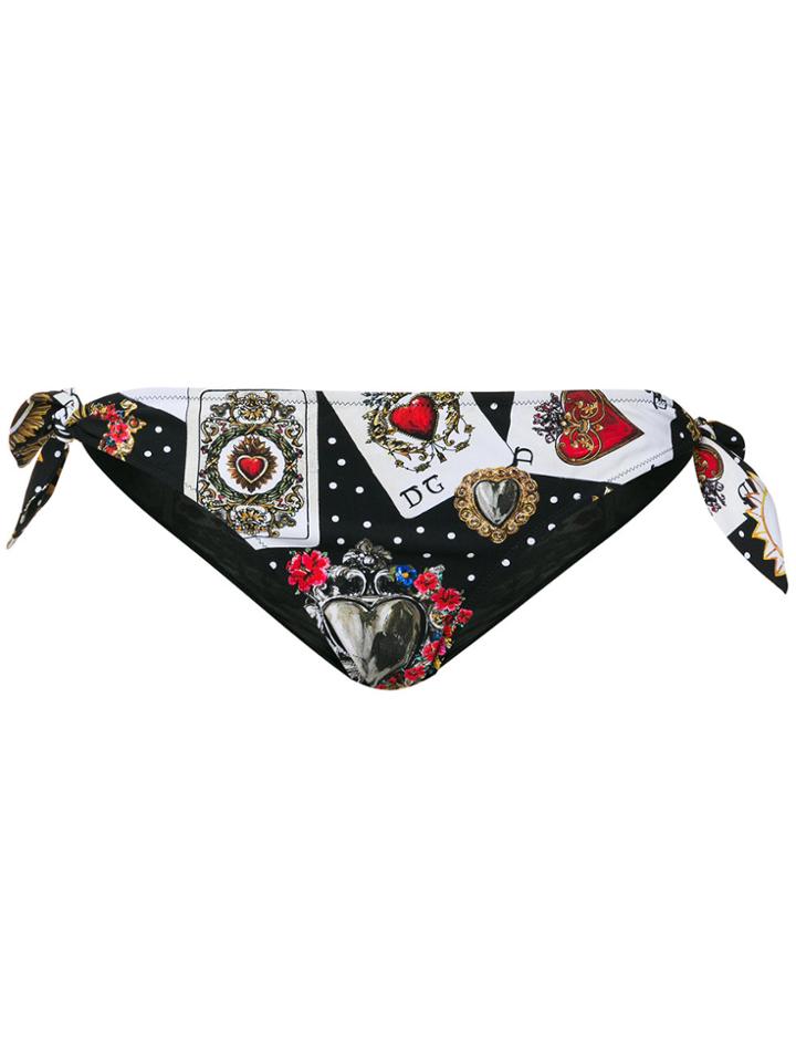 Dolce & Gabbana Card Print Bikini Bottoms - Black