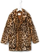 Les Coyotes De Paris Leopard Print Coat, Girl's, Size: 10 Yrs, Nude/neutrals