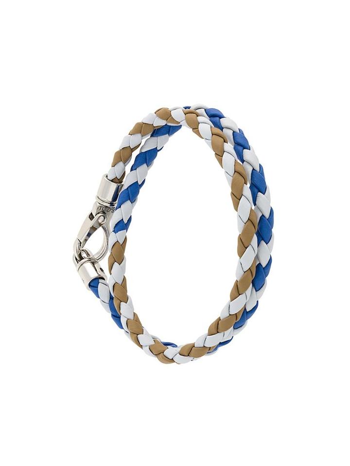 Tod's Interlaced Leather Bracelet, Men's, White