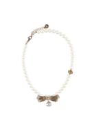 Chanel Vintage Faux Pearl Bow Necklace, Women's, White